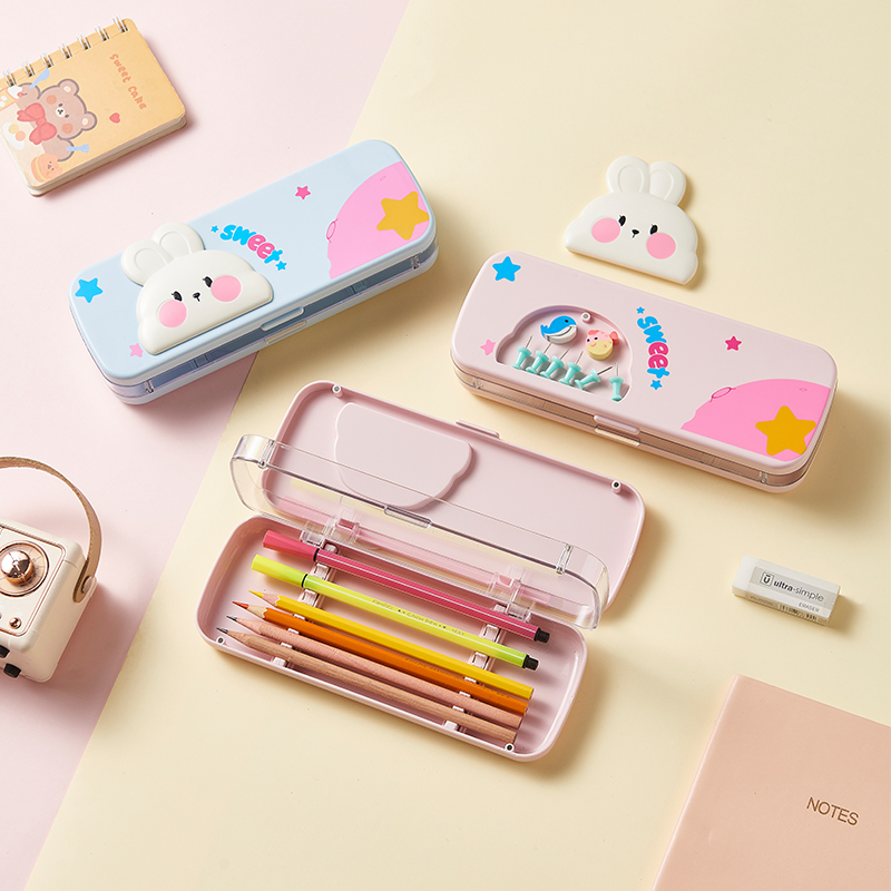 文具盒女孩款学生双层大容量藏东西铅笔盒高颜值可爱男孩便携笔袋