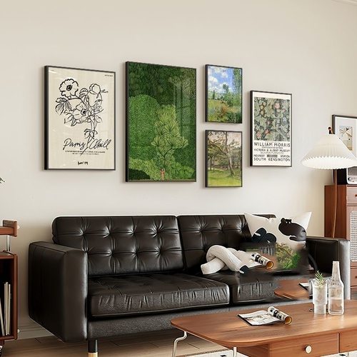 五联组合沙发背景墙装饰画