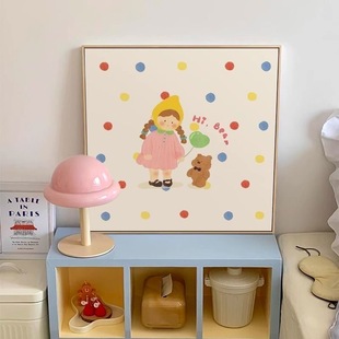 ins可爱装饰画北欧儿童房多巴胺挂画床头卡通壁画餐厅卧室摆台画