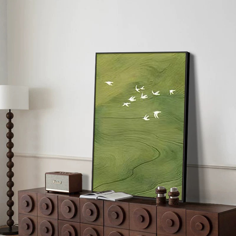 法式中古风飞鸟桌面摆画餐边柜风景装饰画入户门玄关摆件饰品挂画