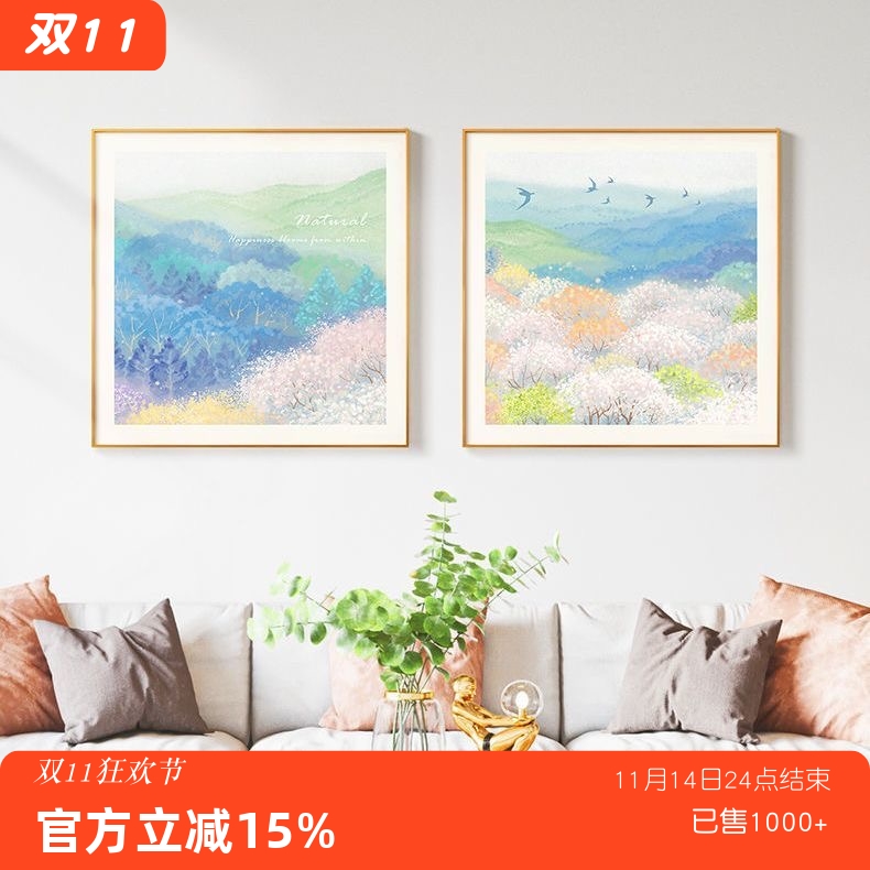 一家三口家庭玄关装饰画温馨正方形壁画客厅背景墙面壁画餐厅挂画图片