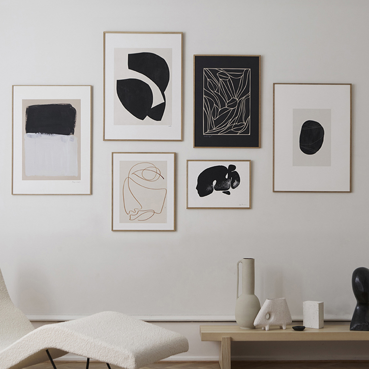 北欧现代简约客厅组合极简装饰画后现代黑白灰小众轻奢抽象挂画