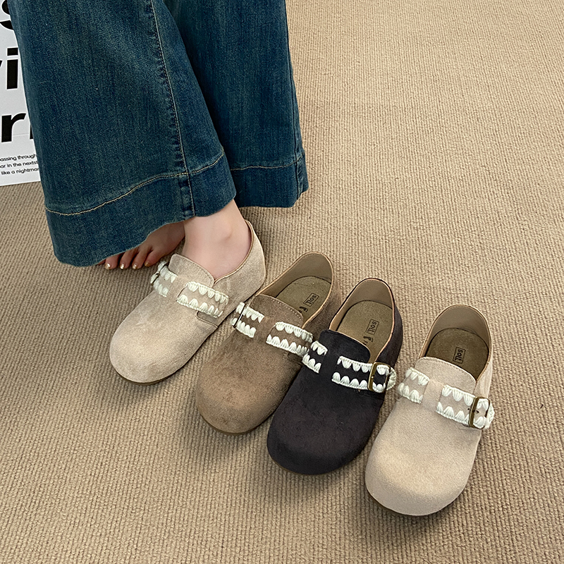 复古勃肯鞋女一脚蹬增高软底单鞋