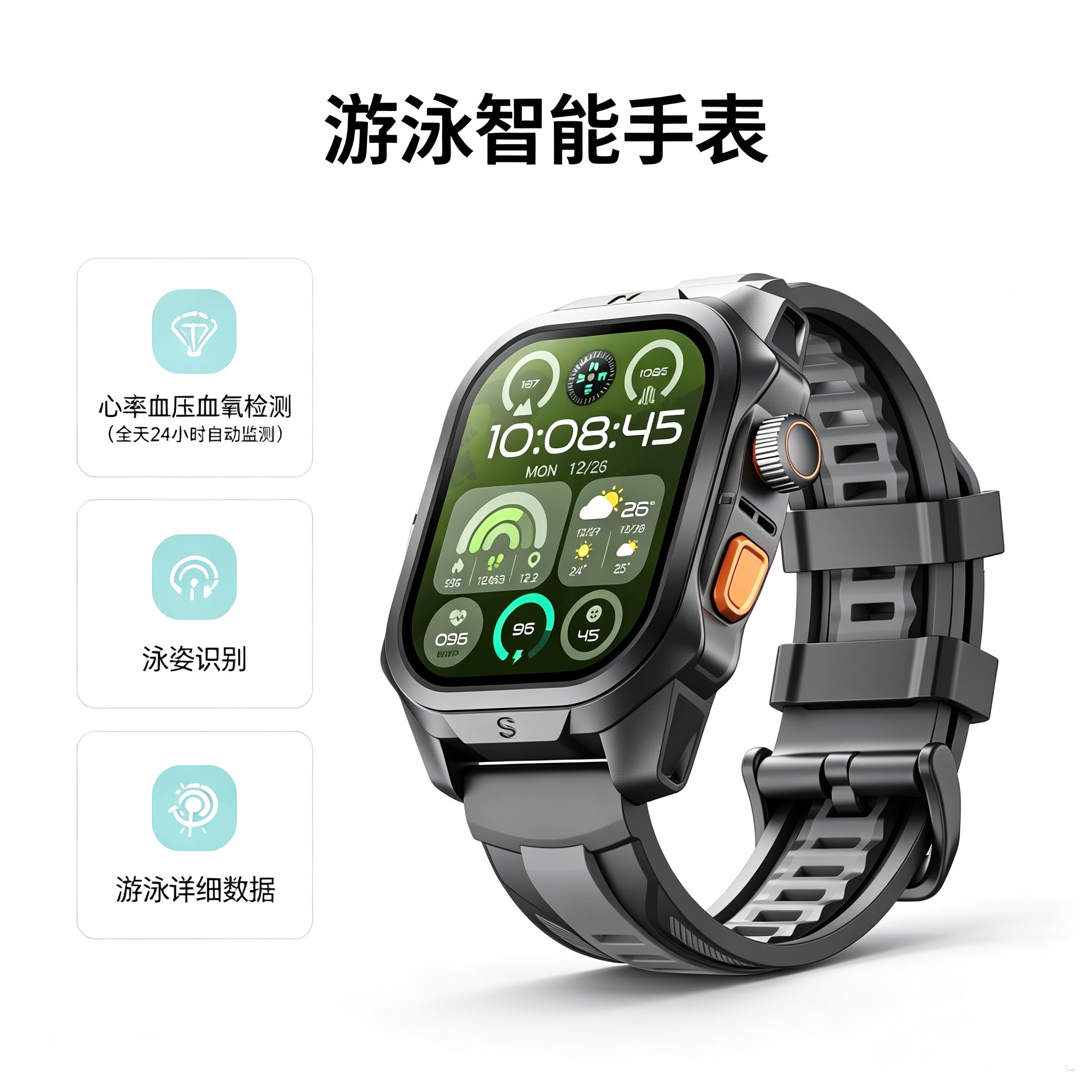 游泳专业运动手表泳姿识别心率图片