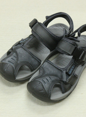 20098花藤萝蔓 牛皮休闲魔术贴包头真皮男士沙滩凉鞋