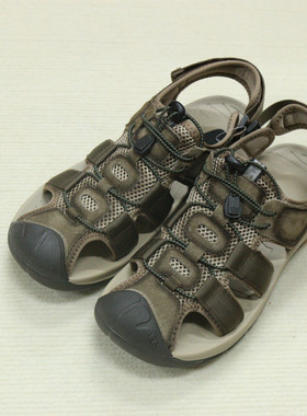 20099花藤萝蔓 牛皮休闲魔术贴柔软舒适真皮男凉鞋沙滩鞋