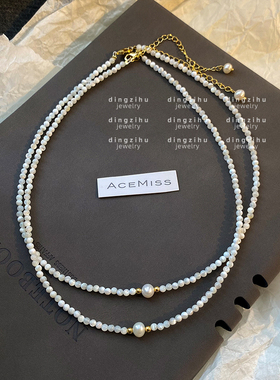 天然石串珠贝母项链夏日度假风锁骨链小众设计高级感配裙子颈链女