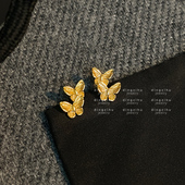 18K镀金蝴蝶耳钉女士银2024新款 爆款 耳饰轻奢高级感气质大气耳环