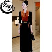 秋季 宽松过膝减龄连衣裙 阔太太显瘦遮肚气质大码 2025新款 高档时尚