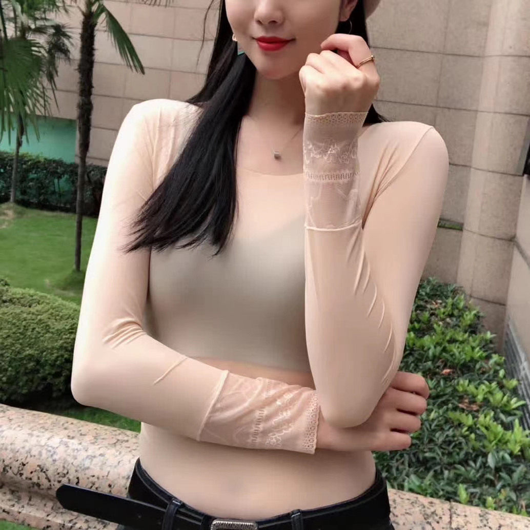 保暖超薄性感蕾丝袖子空姐发热衣
