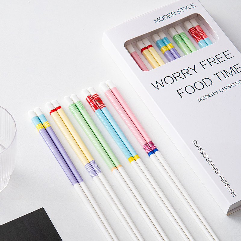 景德镇陶瓷筷子防霉少女心彩色ins风高颜值家用骨瓷筷陶瓷筷礼盒,餐饮具,筷子,淘宝优惠券,粉丝福利购,淘宝优惠卷