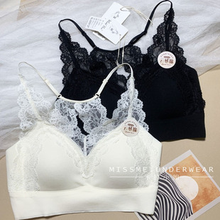 我的薇薇2615云感棉蕾丝美背蕾丝细肩带可调节抹胸弹力内衣女文胸