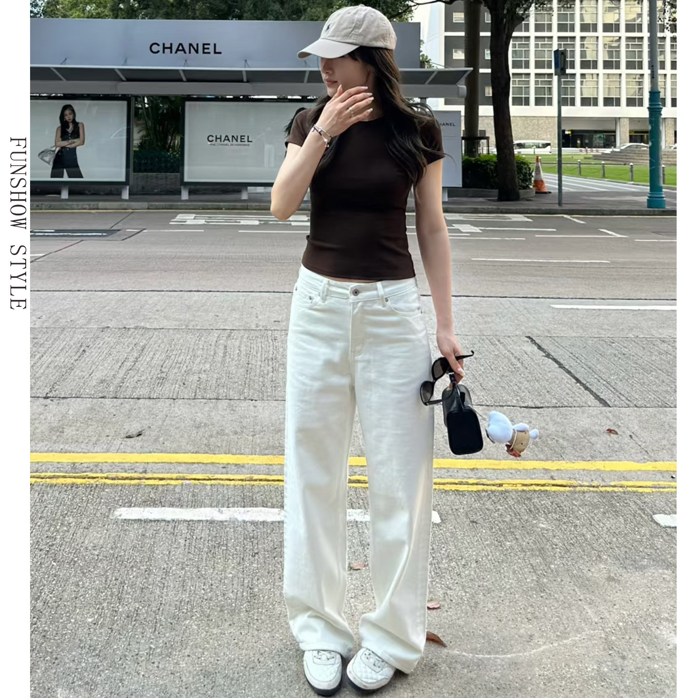 白色牛仔裤女2025新款夏季薄款窄版阔腿裤高腰小个子九分直筒裤子
