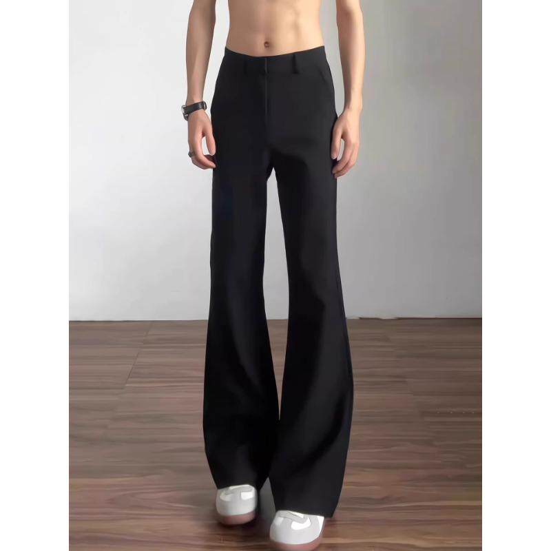 黑色潮牌显瘦微喇西裤美式cleanfit痞帅弯刀裤子高级感痞帅直筒裤