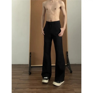 高级感修身黑色微喇西裤男美式cleanfit喇叭垂感直筒西装裤子春夏