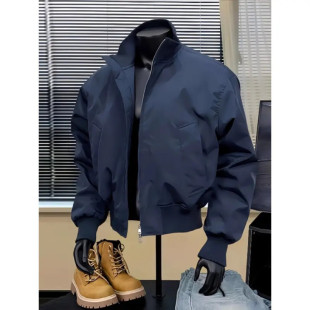 外套高级感廓形美式 短款 立领棒球服 春秋季 藏青色ma1飞行夹克男款