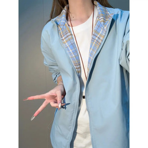 cleanfit格子拼接夹克男款春夏季轻薄翻领防晒衣高级感情侣外套