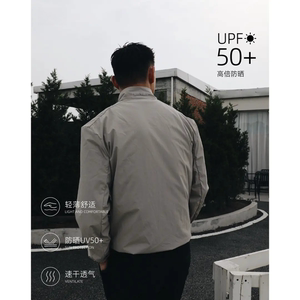 G哥美式防晒UPF50+休闲立体剪裁反光印花拼接立领凉感长袖外套