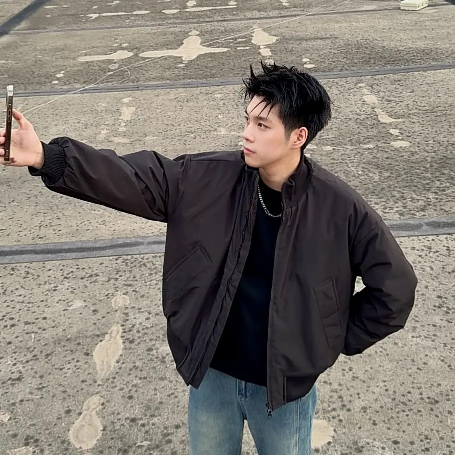 美式飞行员工装三防夹克棉服男短款cleanfit螺纹立领棉衣外套冬季