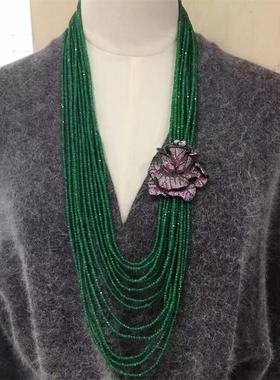 绿色配饰品玉髓高贵毛衣链女高级