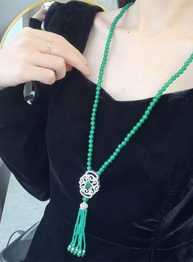 玛瑙玉髓毛衣链女复古时尚百搭