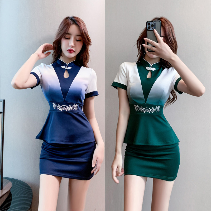 新款夏季足浴技师工作服气质遮肚套装美容养生会所spa桑拿技师服