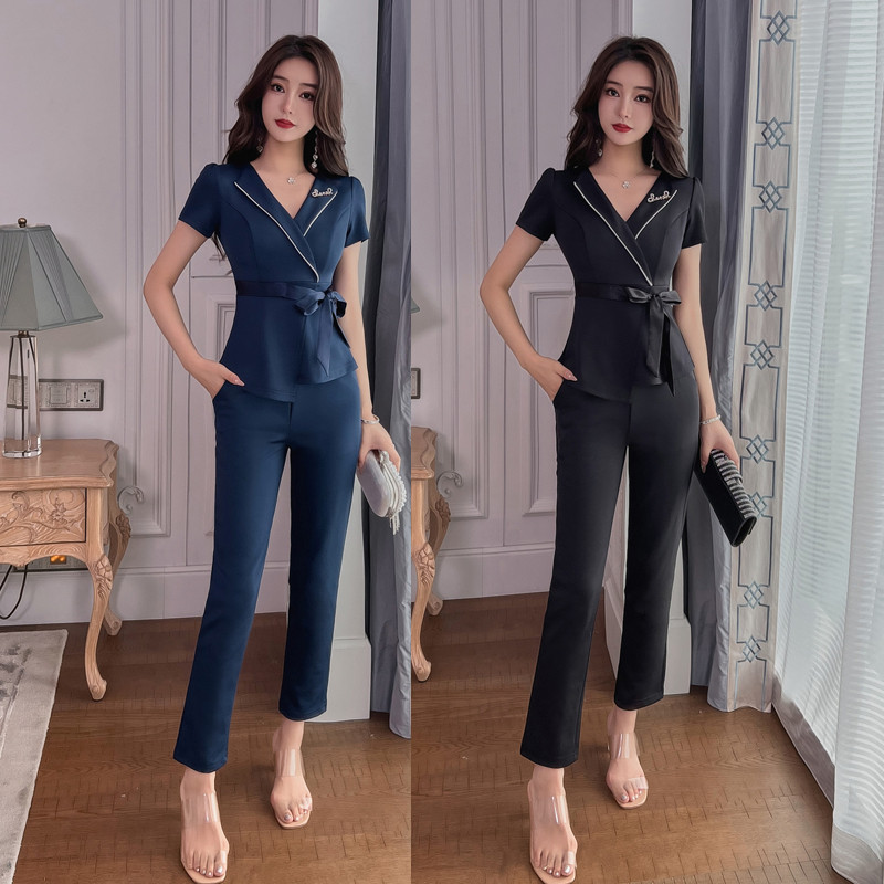 足浴店夏装足疗按摩技师工作服女气质套装酒店ktv公主裤子薄透气