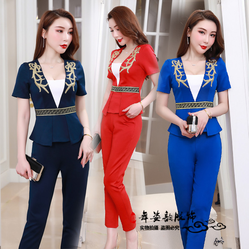 足浴足疗店工作服女裤子套装2022新款女性感夜场制服沐足技师工衣