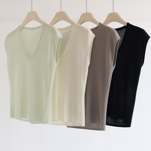 莱赛尔天丝U领坎肩无袖针织背心