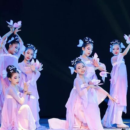 儿童古典舞演出服蝶舞花间舞蹈服少儿群舞蝴蝶舞蹈道具汉服表演服