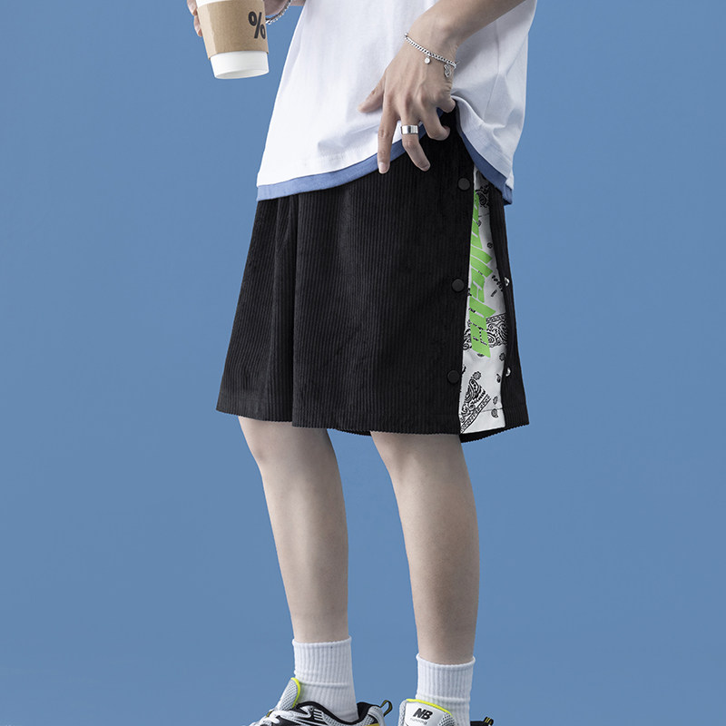 DK18-35-控48夏季冰丝短裤排口腰果花宽松大码休闲五分裤子,男装休闲裤,电商A036A