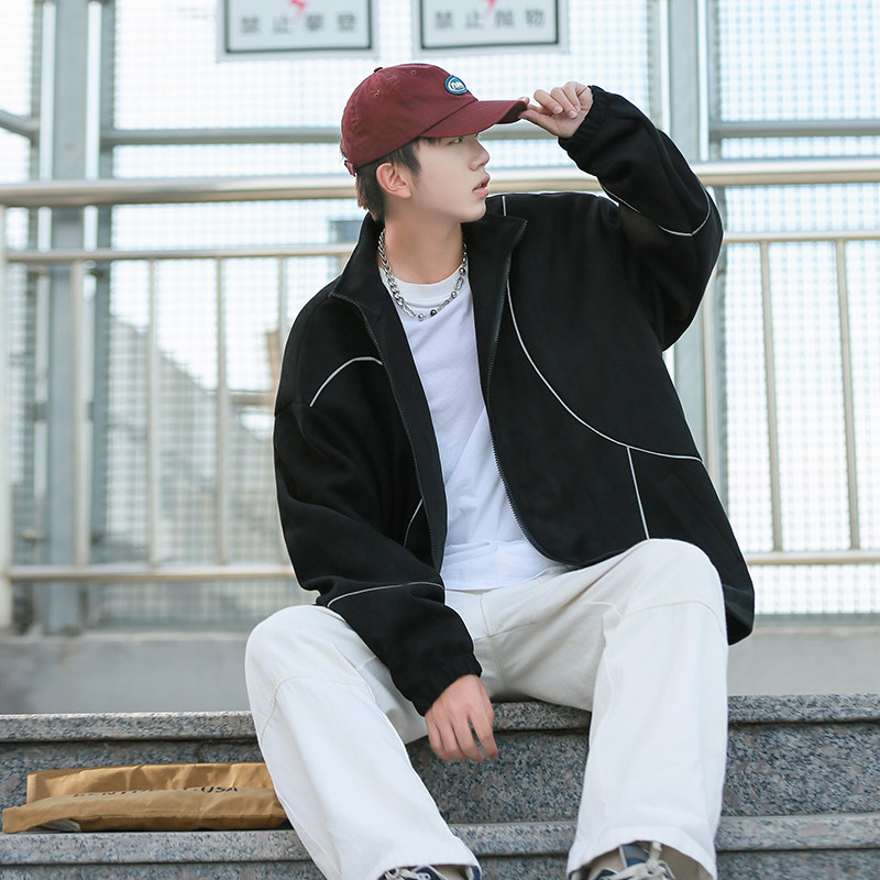 2025秋季新款日系cityboy麂皮绒拼接夹克外套J221-P80108,男装夹克,电商A036A