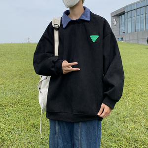 2025秋季新款港风宽松假两件350克重麂皮绒卫衣 W2210-P60-控78图片