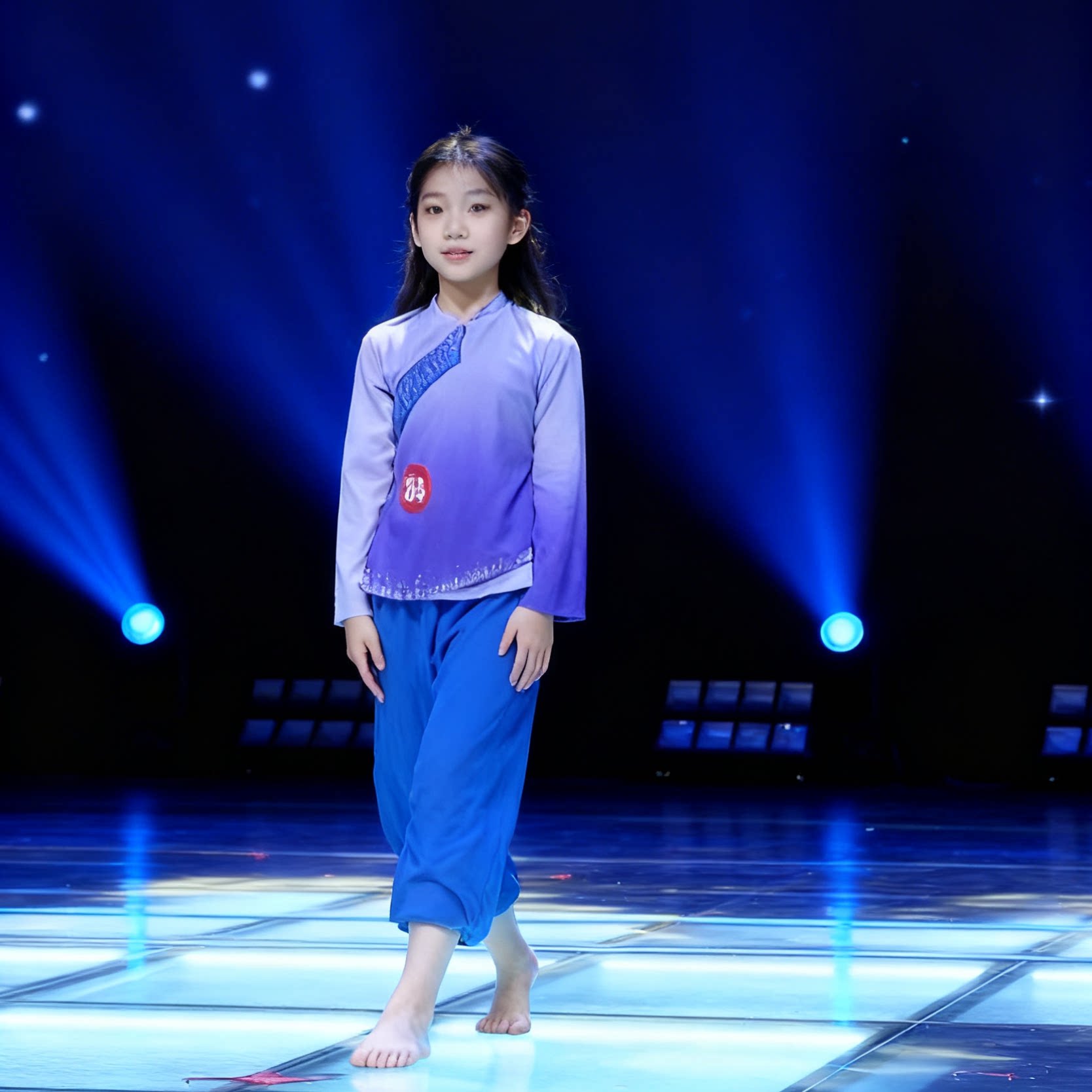 儿童独舞原创钻渐层色服装黄河厚村姑爱国题材表演服刘胡兰演出服