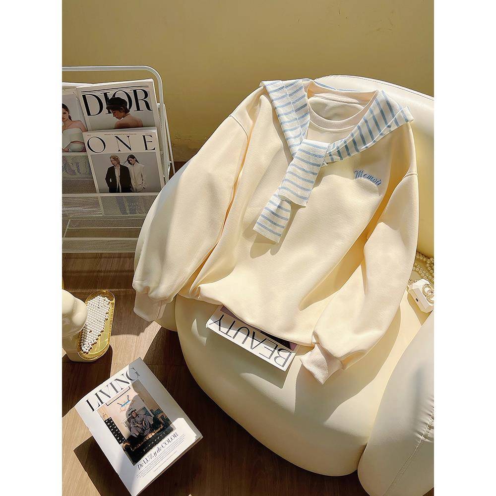 超好看针织假两件披肩圆领卫衣女秋冬2025新款小个子洋气爆款外套