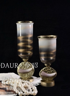 印度进口现代简约金属玻璃花器样板间家居客厅玄关餐边柜创意花瓶