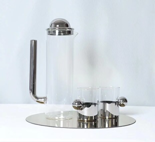 轻奢玻璃把手酒具水壶醒酒器水杯样板间酒店客厅餐厅茶几软装摆件