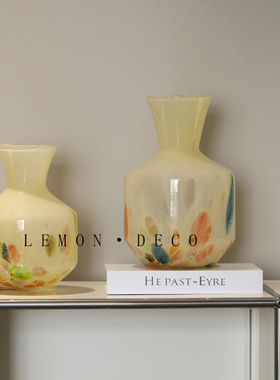 现代简约琥珀花点设计感玻璃花瓶插花客厅餐桌花器样板间家居装饰