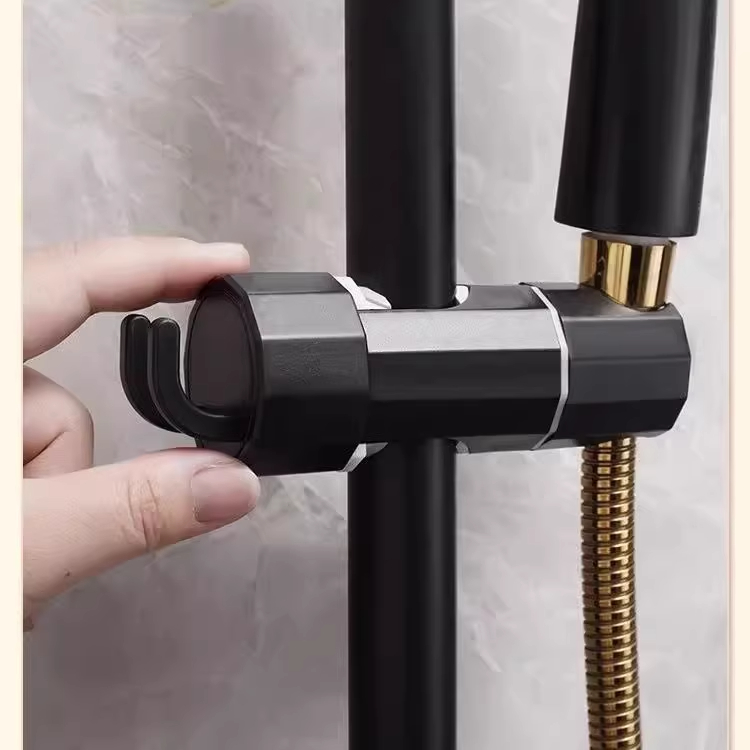 免打可调节升降固定器支架杆带挂钩滑套中叉配件孔花洒淋浴器卡扣