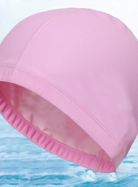 日式轻奢游泳帽女防水大号男女通用宽松不勒头白色PU泳帽纯色长发