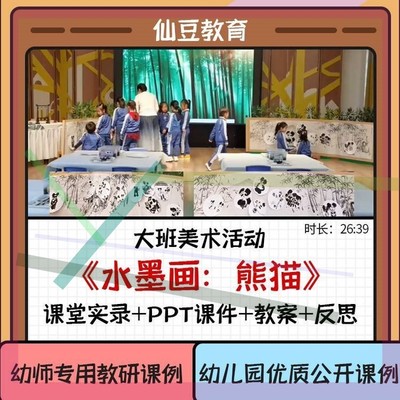 幼儿园教资大班美术优质公开课《水墨画：熊猫》ppt课件教案3