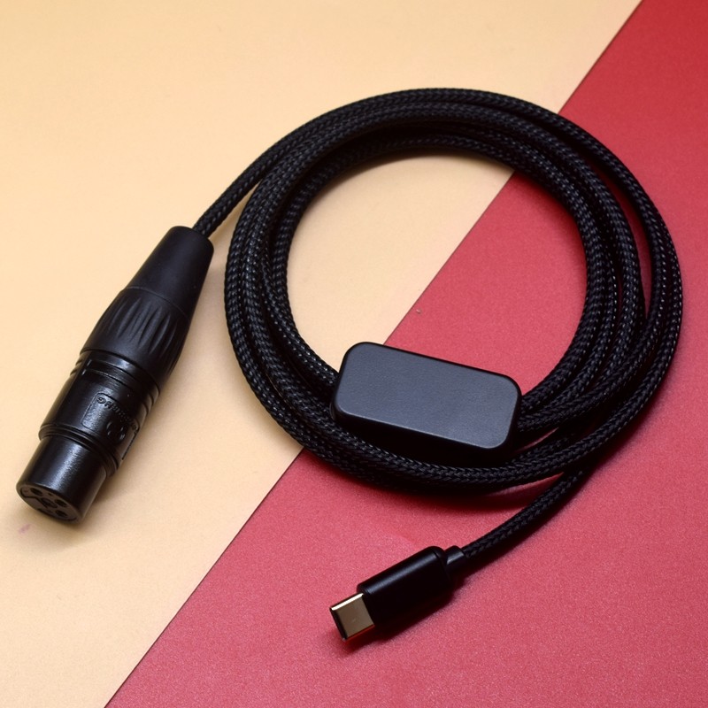 适用于苹果安卓手机电脑USB转卡侬母麦克风话筒音频线typec录音线