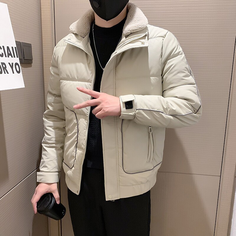 冬季新款皮棉衣男加厚可拆羊羔毛领立领修身痞帅棉袄PM01-P148,男装棉衣,电商D323（原B261）