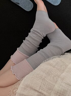夏季女日系JK多巴胺拼色踩脚袜套