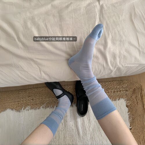夏季女薄款透气分趾网袜及膝