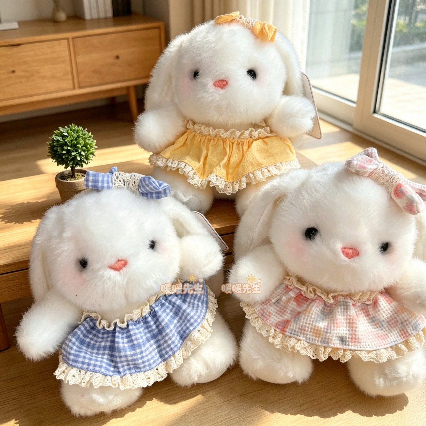 可爱垂耳兔毛绒玩具公仔蝴蝶结小兔子玩偶少女心布娃娃生日礼物兔图片