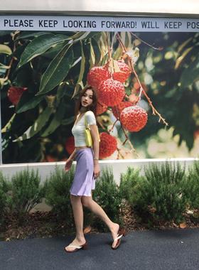 2024新款欧美辣妹时尚休闲紫色韵味半身裙女百搭显瘦高腰a字裙子