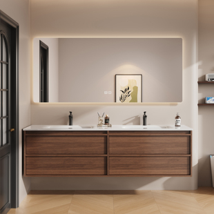 中古风浴室柜陶瓷一体双盆卫生间洗漱台卫浴柜洗手洗脸盆组合定制