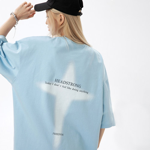 美式潮牌高级感纯棉短袖t恤情侣