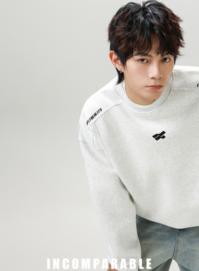 【iN】国潮重磅圆领卫衣男女美式潮牌拼接设计感运动情侣上衣外套